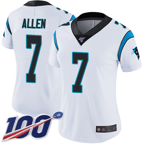 Carolina Panthers Limited White Women Kyle Allen Road Jersey NFL Football #7 100th Season Vapor Untouchable->women nfl jersey->Women Jersey